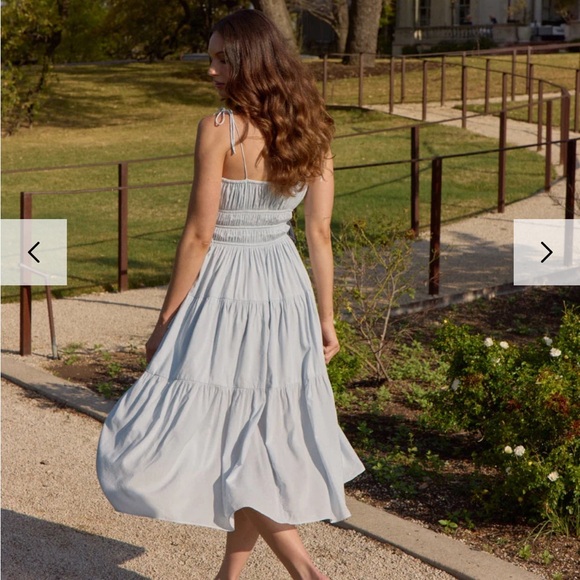 Shirred Midi Poplin Dress - Picture 2 of 5